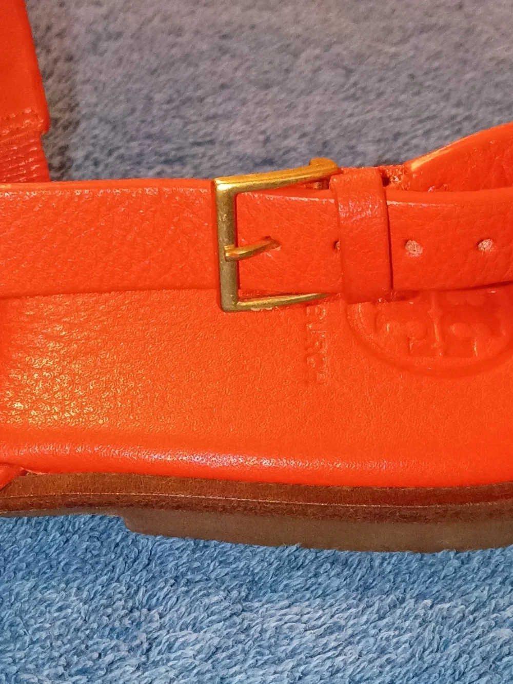 Tory Burch Orange Leather Thong Sandals